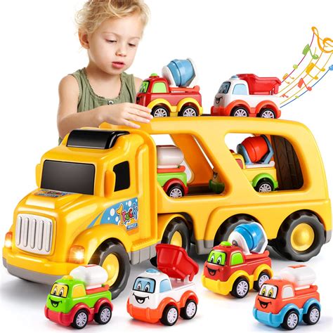 Buy TEMI Construction Truck Toys for 3 4 5 6 Year Old Boys, 5-in-1 ...