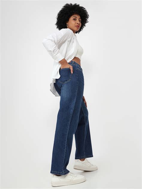 Buy Women Blue High-Rise Wide Leg Jeans | Kraus Jeans