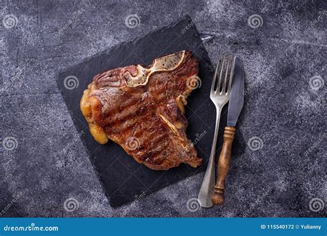 Grilled T-bone Steak on Slate Board Stock Photo - Image of meat, cook ...
