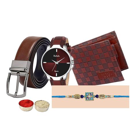 Buy Relish Rakhi Gift for Brother Watch, Texture Wallet and Reversible ...