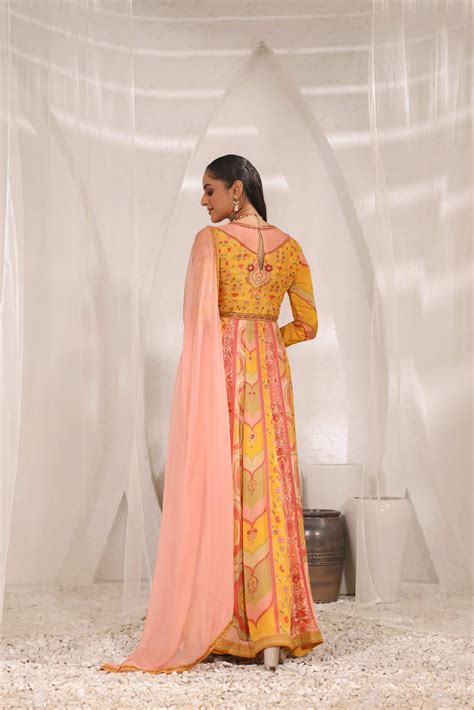 Traditional print Gown with Dupatta – Nilima Creations