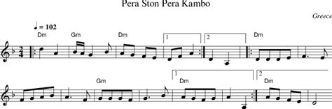 Pera Ston Pera Kambo on folk tune finder
