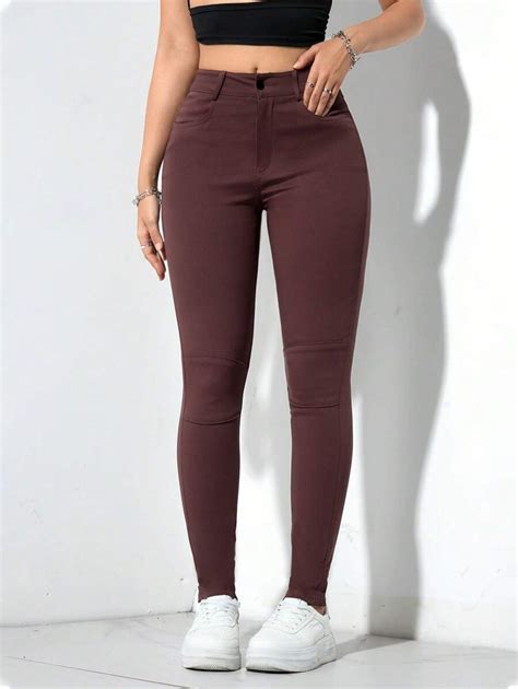 Chiquease Women's Pocket Slim Fit Casual Pants, Versatile | SHEIN USA