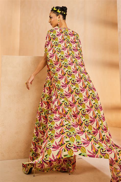 Green Big Leaves Wrap Skirt – Aneesh Agarwaal