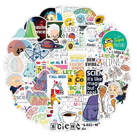YellowCult™ 50 Science Concepts Stickers, Nerdy, Educational & Trending ...