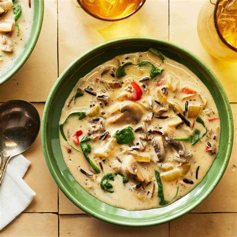 Creamy Mushroom & Spinach Soup with Wild Rice | Recipe in 2025 | Spring ...