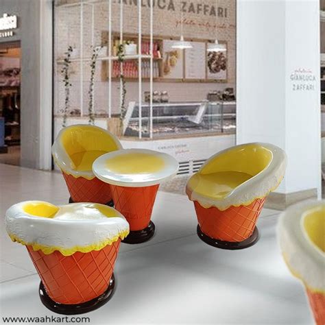 Buy Online Ice Cream Cone Shape Chair Table - Set Of 3 Chair 1 Table l ...