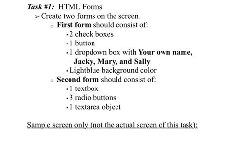Image result for HTML Task On Form