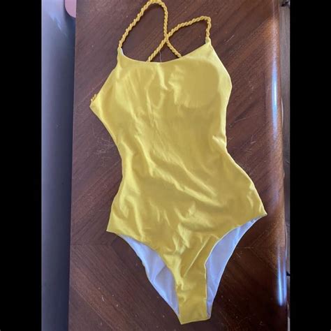 yellow one piece swimsuit. - Depop