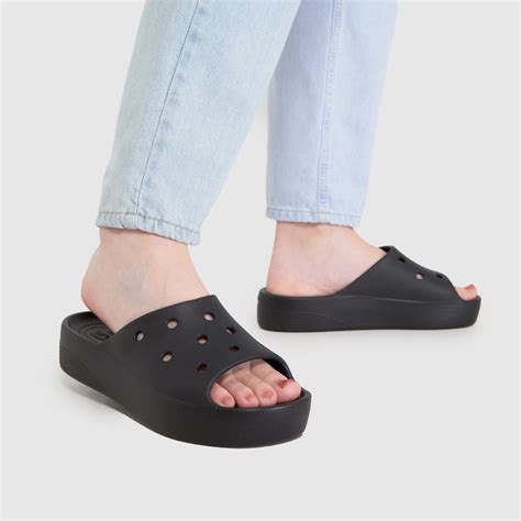 Womens Black Crocs Classic Platform Slide Sandals | schuh