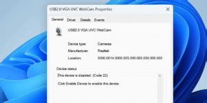 Camera Is Disabled Code 22 的图像结果