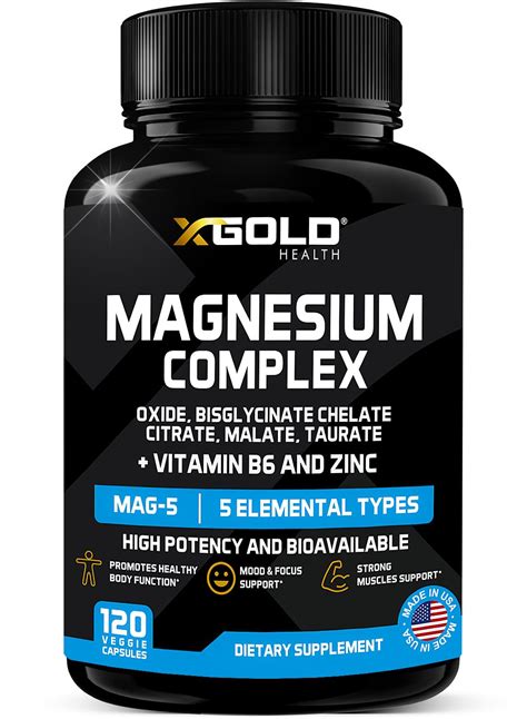 Amazon.com: Magnesium Complex 500mg with Vitamin B6 & Zinc Supplement| Mag Complex - 5 in 1 with ...