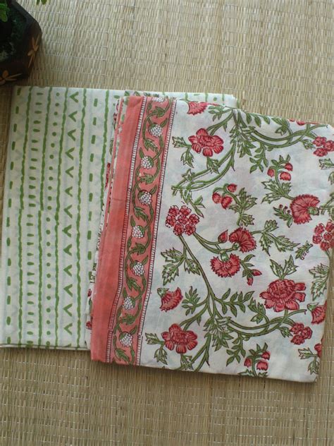 Off-White Bagru Hand Block Printed Dress Material With Cotton Dupatta ...