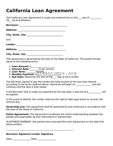 Valid California Loan Agreement Forms ≡ Fillable Template