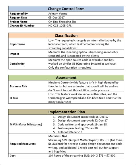 Change Management Template Example 的图像结果
