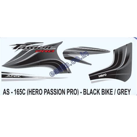Graphics Sticker Set for Hero Passion Pro | Black Vehicle | Grey Stick