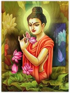 Lord Buddha with Lotus Flower Paper Poster Paper Print - Religious ...
