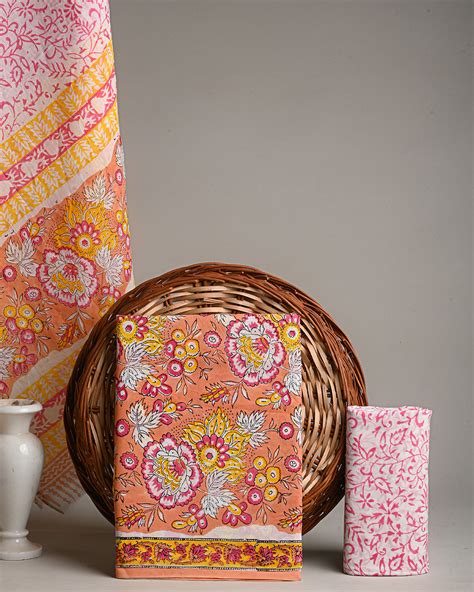 Sanganeri Hand Block Print Cotton Suit Sets With Cotton Dupatta ...