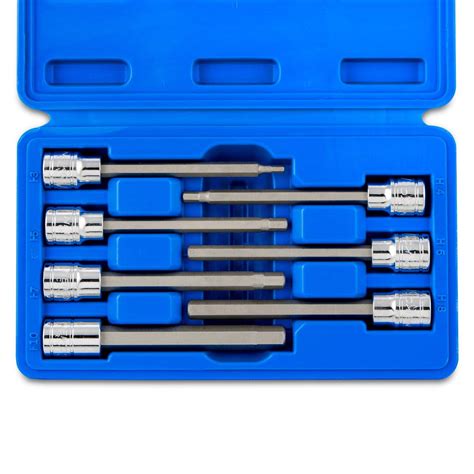 Buy Neiko 10076A 3/8” Drive Extra Long Allen Hex Bit Socket Set, Metric ...