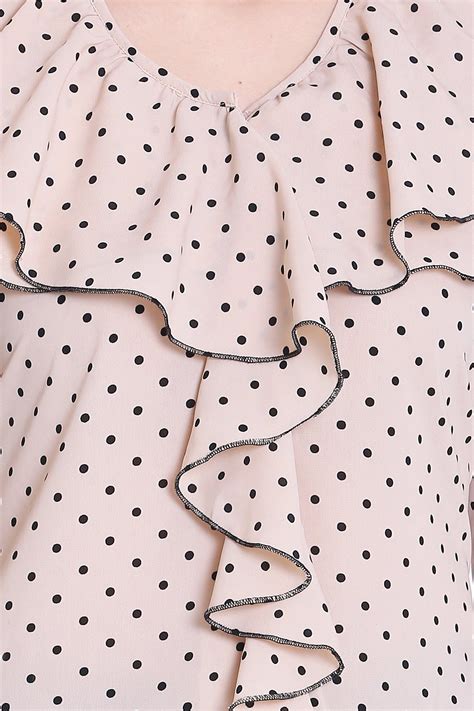 Beige Polka Dot Ruffle Top – Sewandyou