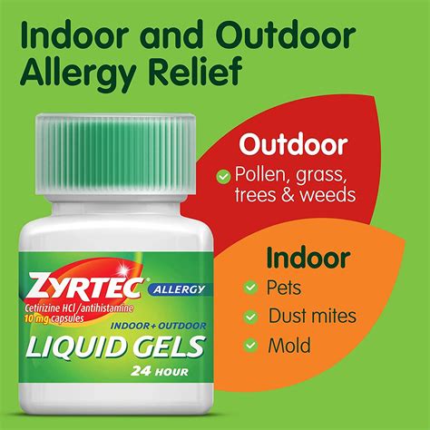 Zyrtec 24 HR Indoor/Outdoor Allergy Relief Liquid Gels - 40 ct - Cetirizine HCI Antihistamine ...