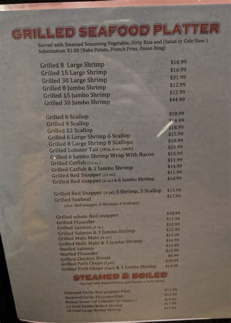 Menu at Lake Jackson Seafood restaurant, Gun Barrel City