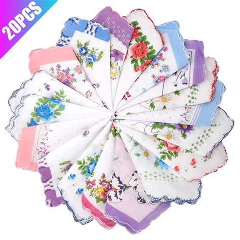 20pcs 11'' x11'' Handkerchiefs for Women, EEEkit Soft Cotton Hankies ...