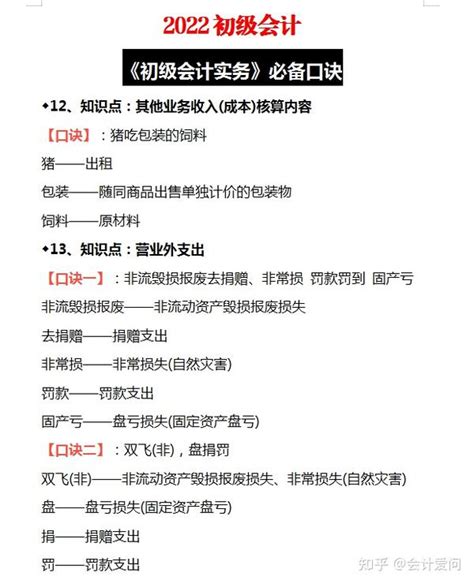 初会考试不到一个月！22初级会计经济法口诀，轻松拿捏重点难点！ - 知乎