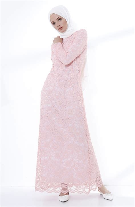 Powder Hijab Evening Dress 9027A-05 | Sefamerve
