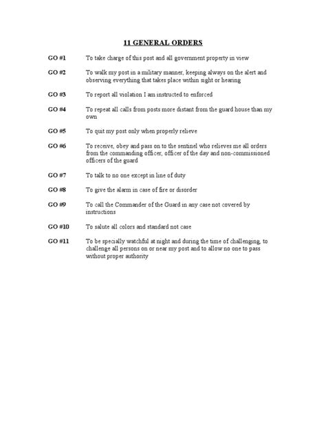 Military General Orders Explained | PDF