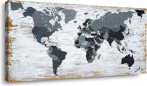 World Map Canvas Wall Art Decor Black Wall Decor India | Ubuy