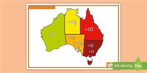 Australia Time Zone Map Display Poster (teacher made)