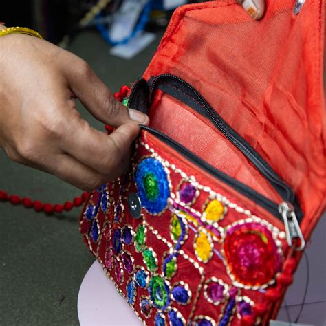 Imperial Slings Red Colour with Flower Design. - Shahi – lakshya bags