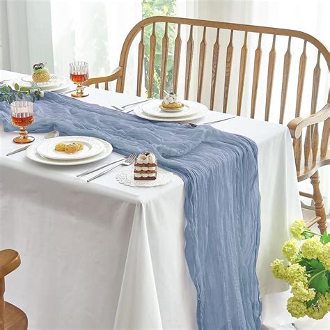 Amazon.com: IVAPUPU 2 Pcs Cheesecloth Table Runner - 10ft Dusty Blue ...