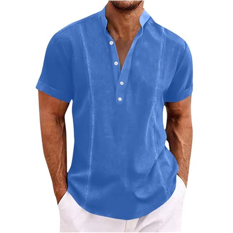 qolati Men's Cuban Guayabera Shirt Cotton Linen Short Sleeve Button Dow ...
