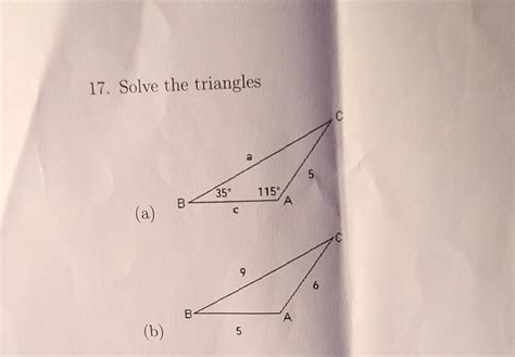 Solved 17. Solve the triangles (a) (b) | Chegg.com