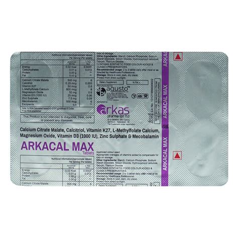 Arkacal Max Tablet 10's Price, Uses, Side Effects, Composition - Apollo ...