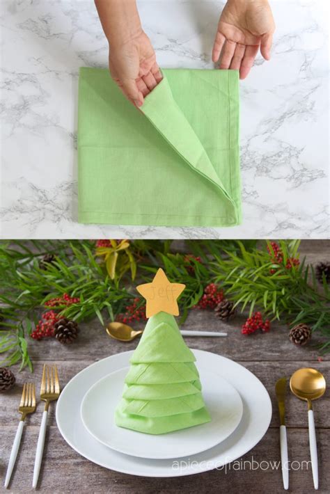 Christmas Tree Napkin Tutorial 的图像结果