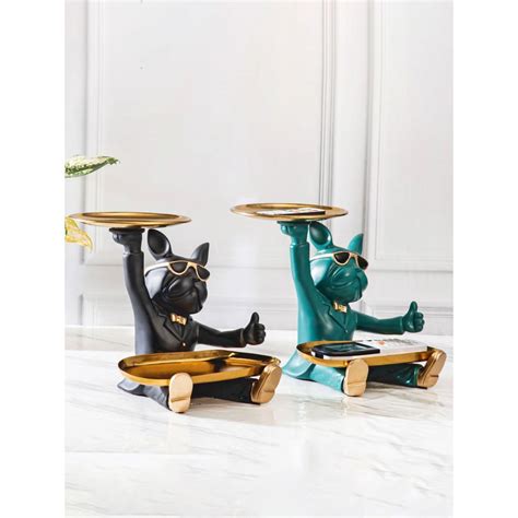Buy Smokey Cocktail French Bull Dog Double Tray Decor (Black) Online