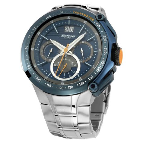 Buy Online Titan Octane Blue Dial Chronograph Metal Strap watch for Men ...