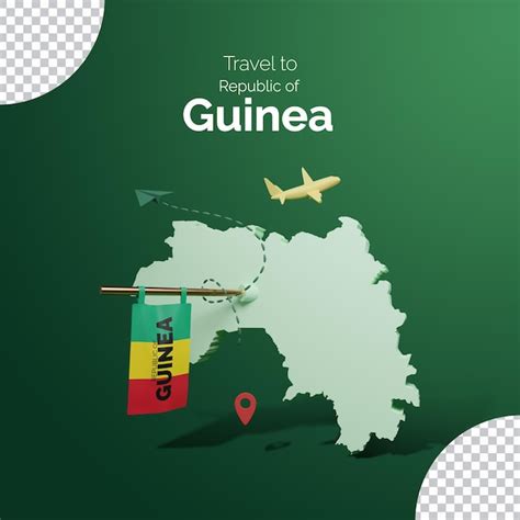 Guinea map on the blue background with travel concept | Premium PSD