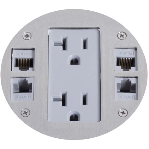 Round Poke Thru Recessed Floor Box, 1 Outlet, 4 Keystones - Stainless ...