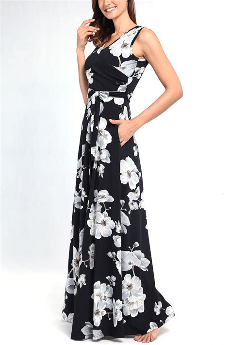 Comila Women's Summer V Neck Floral Maxi Dress Casual Long Dresses with ...