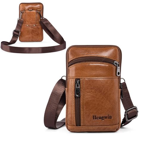 Hengwin Leather Crossbody Shoulder Bags Men Belt Clip Phone Holsters ...