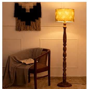 Green Girgit Wooden Brown Floor Lamp with Golden Leaves Multicolor Lamp ...