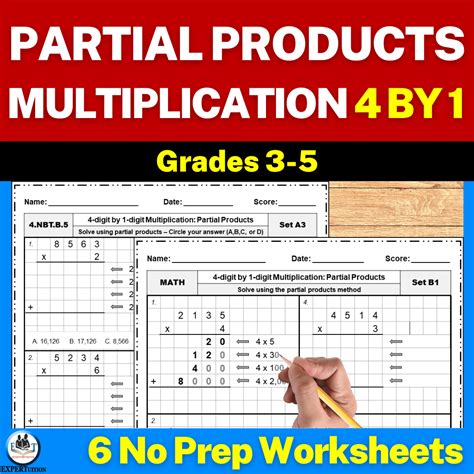 4 Digit by 1 Digit Partial Products Multiplication Worksheets ...