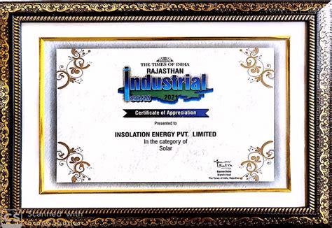 Rajasthan Industrial Icons Award 2021 | Insolation Energy