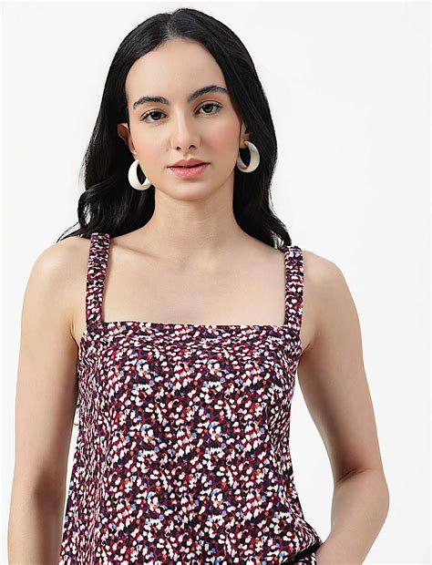 Buy Linen Rich Abstract Shoulder Strap Top at Marks & Spencer