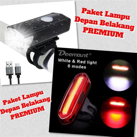Jual LAMPU DEPAN-BELAKANG SEPEDA LED Anti Air dan USB Rechargeable ...