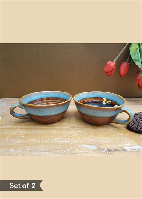 Get Handmade Hazel Coffee Ceramic Mug - Set of 2 at ₹ 699 | LBB Shop